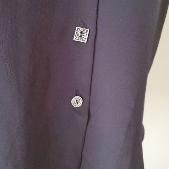 Womens Vintage 80s button down black Top 12 - Picture 6 of 9